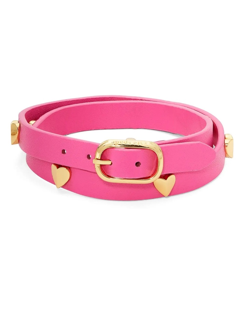 kate spade Pink Double Wrap Belt with Gold Heart Accents